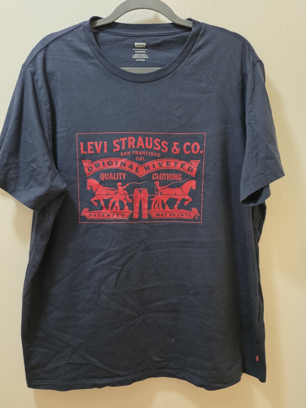 Levi's Two Horse Logo Blue Graphic Short Sleeve T-Shirt